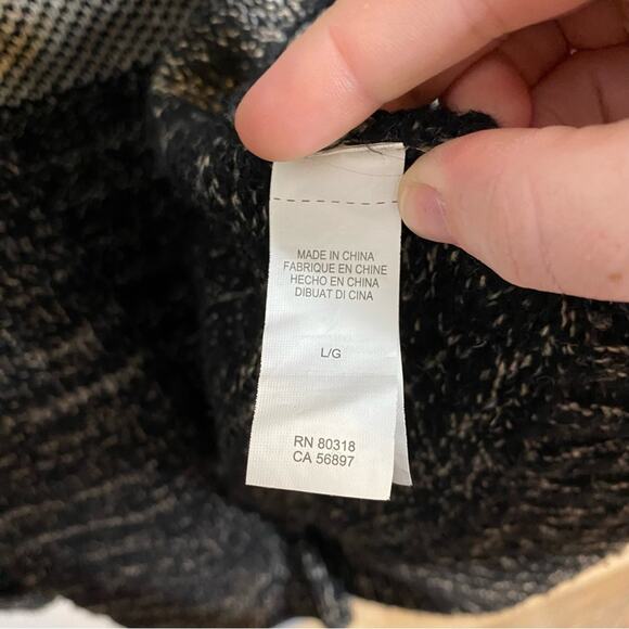 Lucky Brand Boho Printed Chunky Knit Oversized Open Front Cardigan Sweater Sz L - Picture 4 of 8